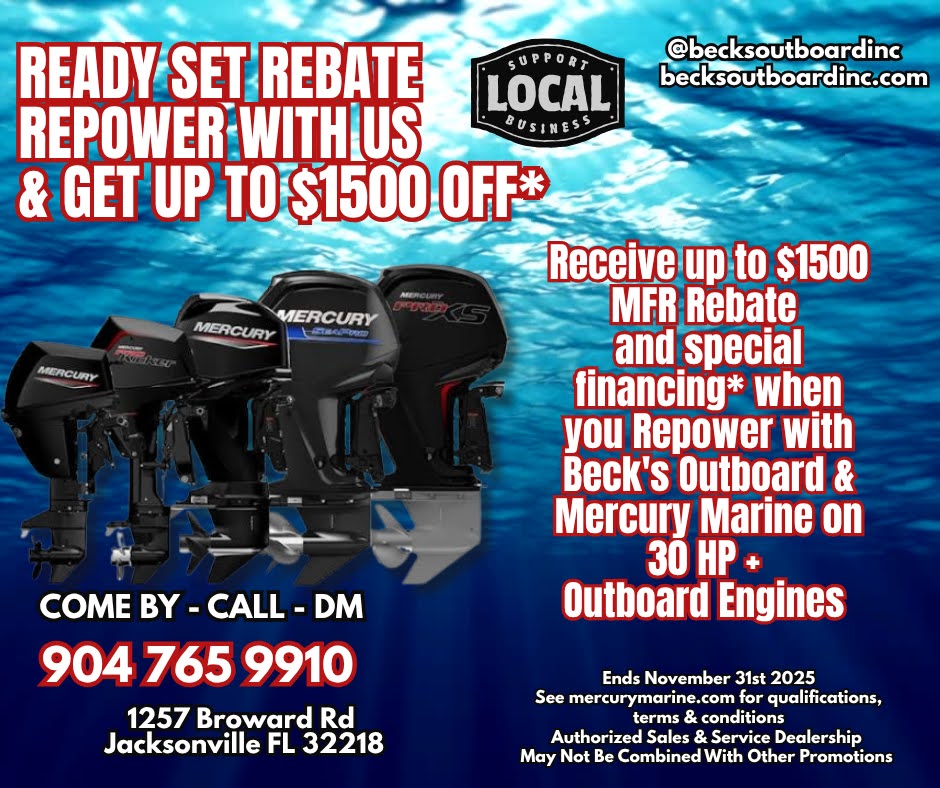 ReadySetRepower1 Ready, Set, Repower, Mercury Marina Outboard Engine Sale MFR Rebate Promo, Becks Outboard Inc, Jacksonville, FL
